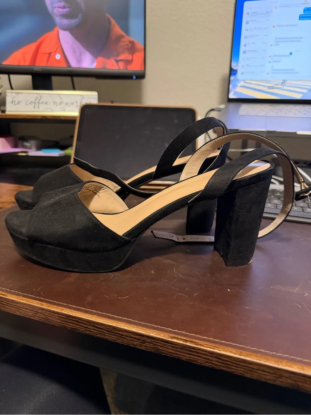 Black Open-Toe Slingback Heels